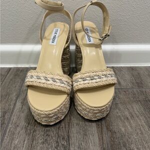 Steve Madden Tan Espadrille Platform Sandals